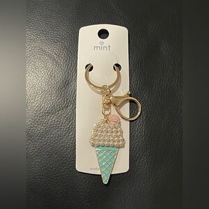 Turquoise Ice Cream Cone Charm Keychain